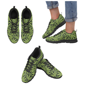 Canabis Marijuana Weed Pattern Print Design 03 Women's Sneakers Black