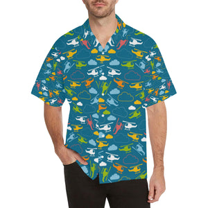 Color Helicopter Pattern Men's All Over Print Hawaiian Shirt