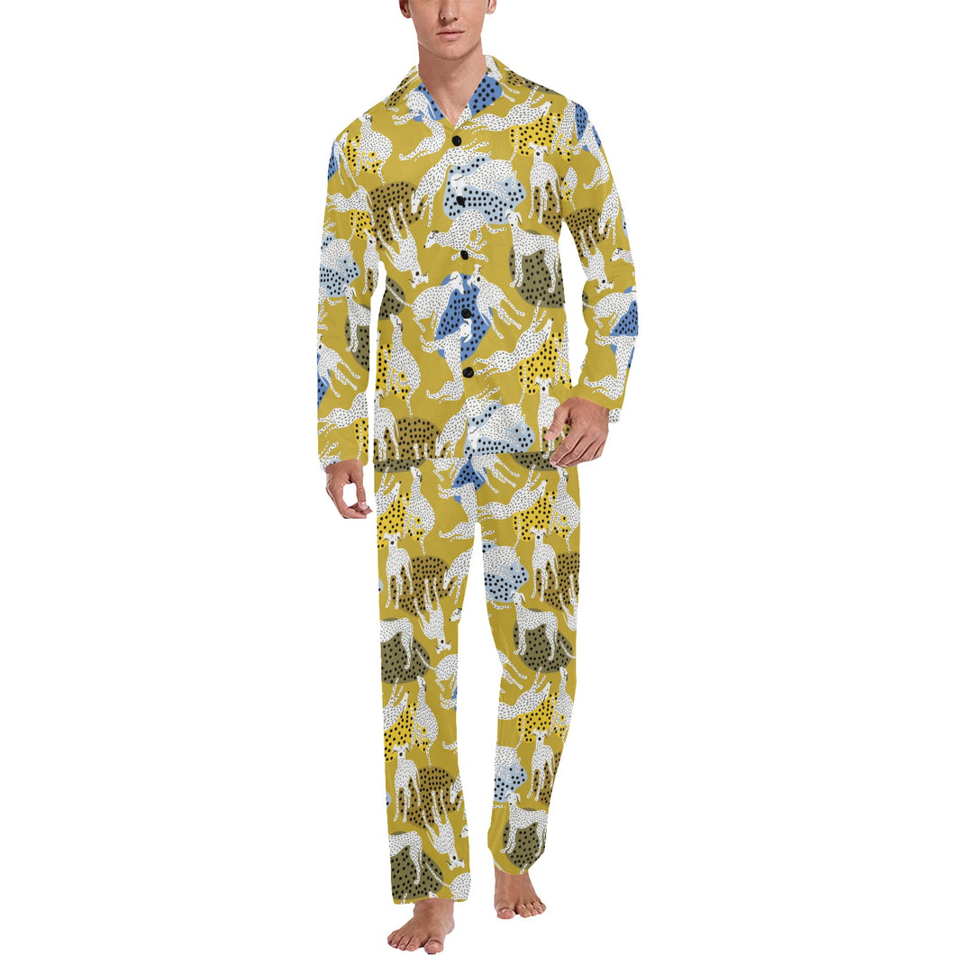 Greyhound Pattern Print Design 02 Men's Long Pajama Set