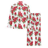 Rose Pattern Print Design 05 Men's Long Pajama Set