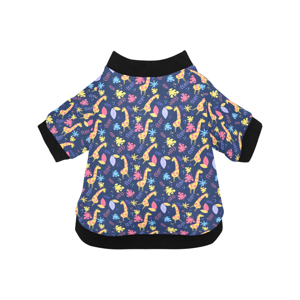 Giraffe Pattern Print Design 04 All Over Print Pet Dog Round Neck Fuzzy Shirt