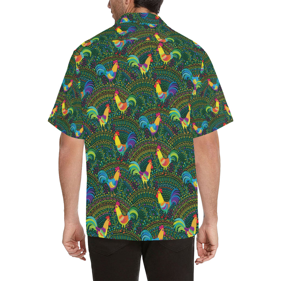 Rooster Chicken Pattern Theme Men's All Over Print Hawaiian Shirt