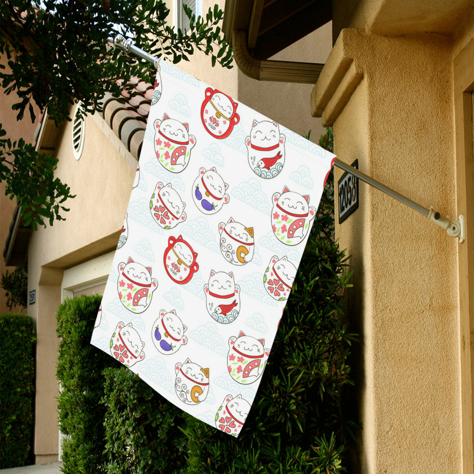 Meneki Neko Lucky Cat Pattern House Flag Garden Flag