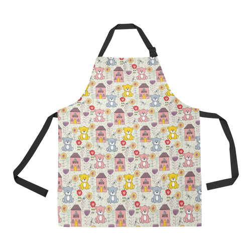 Teddy Bear Pattern Print Design 04 Adjustable Apron