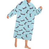 Piano Pattern Print Design 05 Blanket Robe with Sleeves