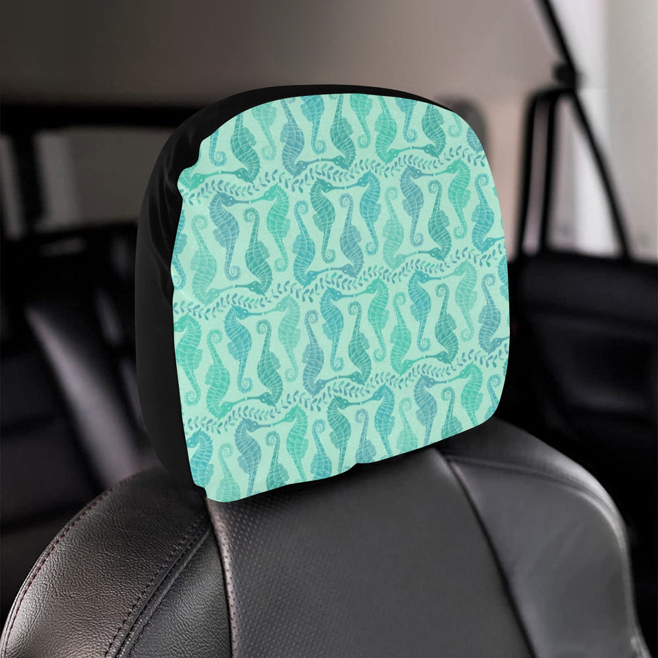 Seahorse Green Pattern Car Headrest Cover