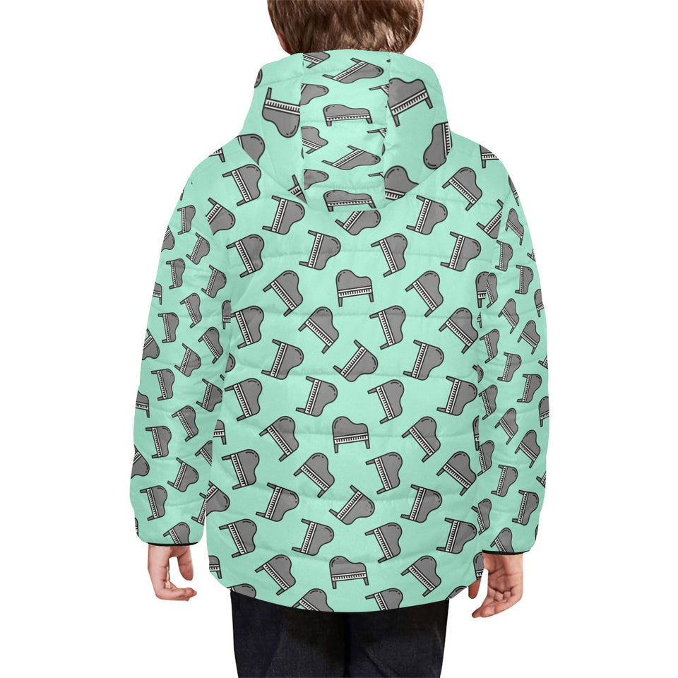 Piano Pattern Print Design 04 Kids' Boys' Girls' Padded Hooded Jacket