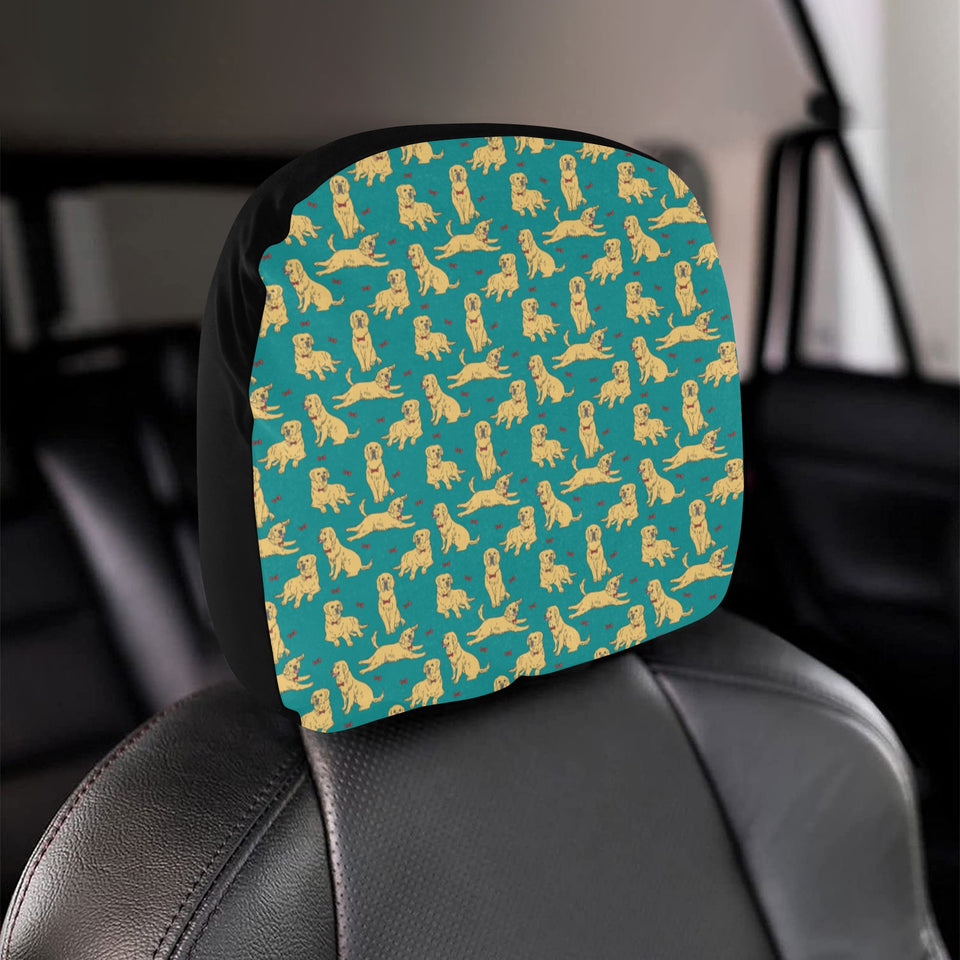 Golden Retriever Pattern Print Design 05 Car Headrest Cover