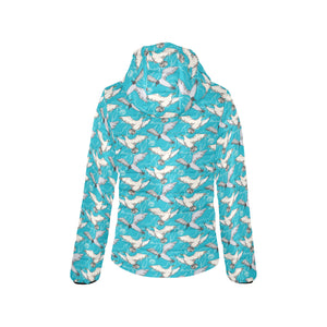 Seagull Pattern Print Design 03 Women's Padded Hooded Jacket