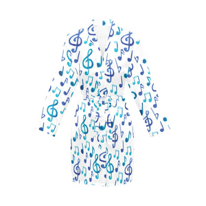 Music Notes Pattern Print Design 03 Women's Long Sleeve Belted Night Robe