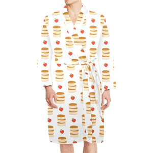 Pancake Pattern Print Design 02 Men's Long Sleeve Belted Night Robe