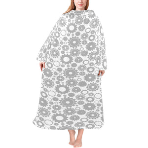 Gear Pattern Print Design 03 Blanket Robe with Sleeves