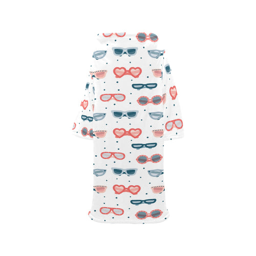 Sun Glasses Pattern Print Design 02 Blanket Robe with Sleeves