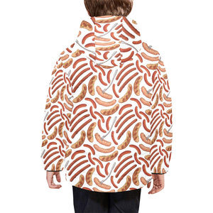 Sausage Pattern Print Design 05 Kids' Boys' Girls' Padded Hooded Jacket