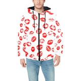 Lips Pattern Print Design 01 Men's Padded Hooded Jacket(ModelH42)