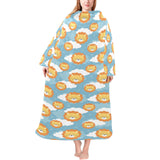 Lion Pattern Print Design 05 Blanket Robe with Sleeves