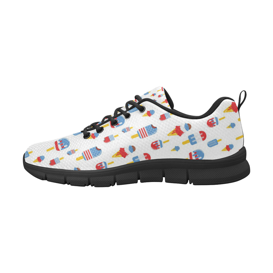 Ice Cream USA Theme Pattern Men's Sneakers Black