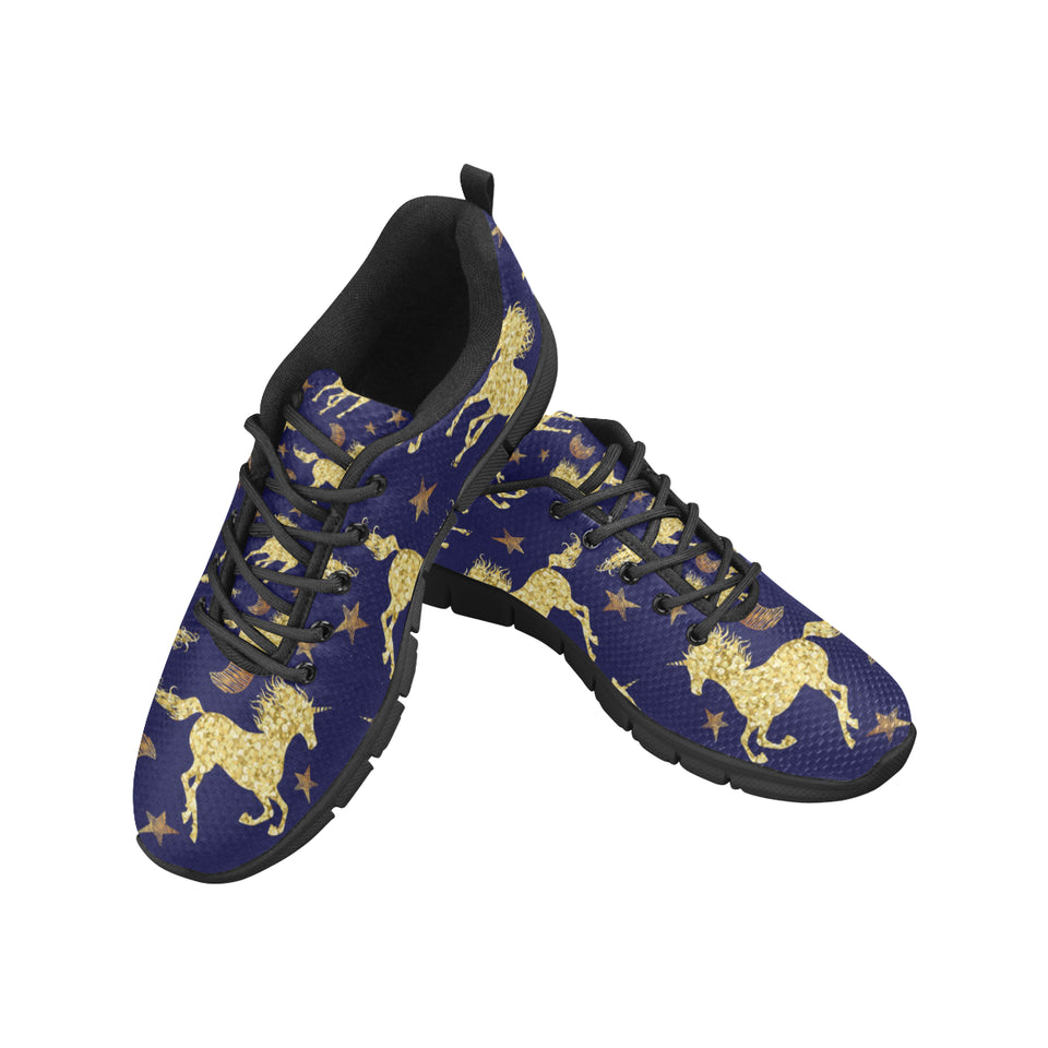 Unicorn Gold Pattern Men's Sneakers Black