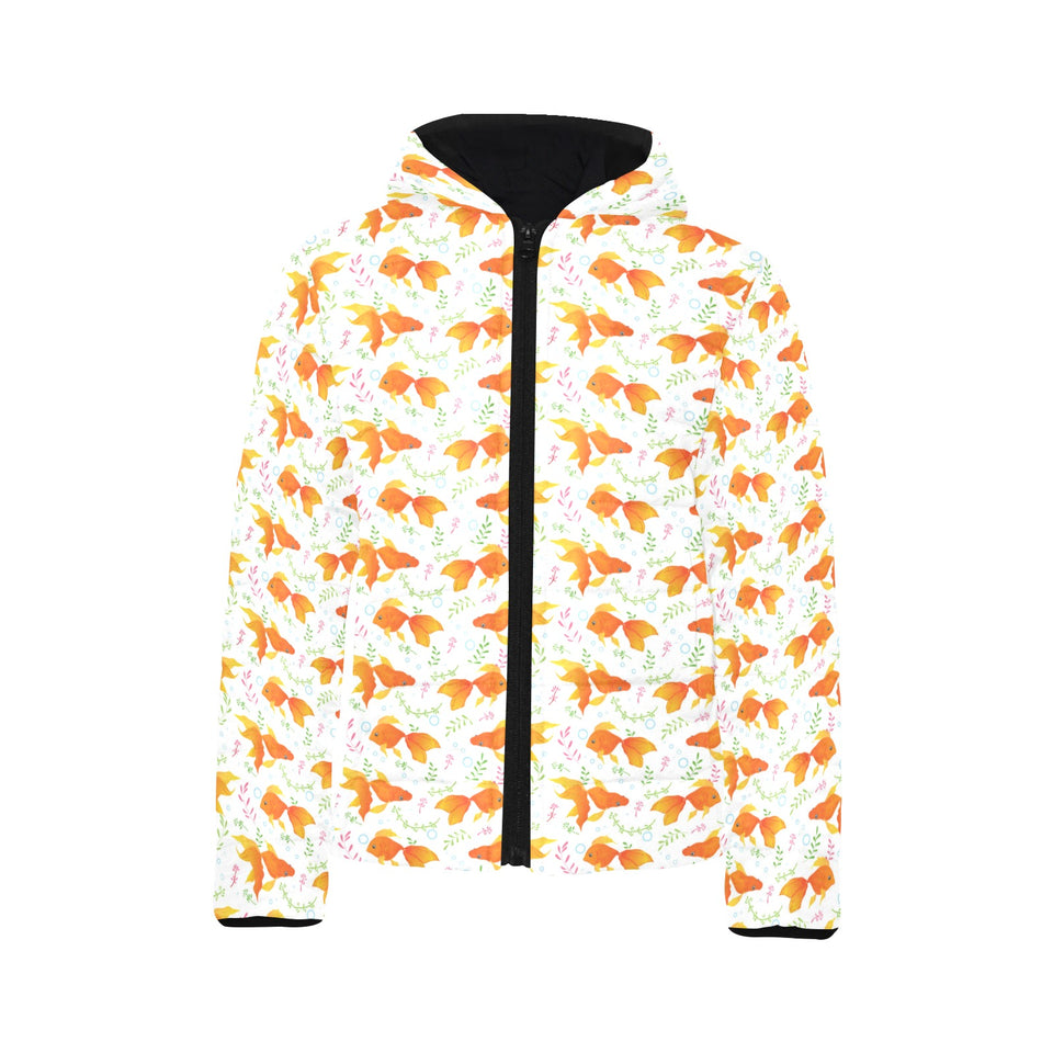 Goldfish Pattern Print Design 03 Kids' Boys' Girls' Padded Hooded Jacket