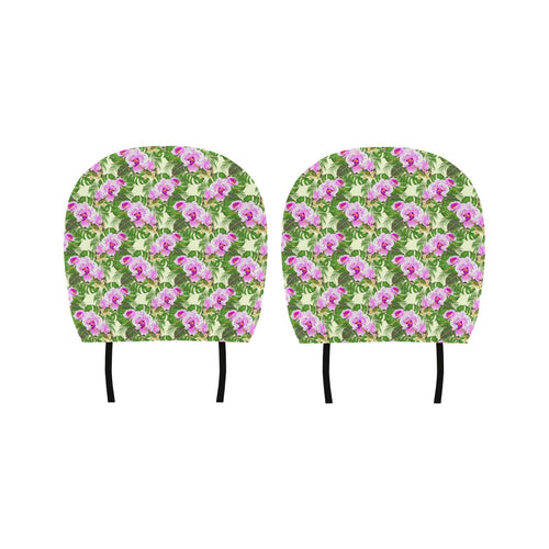 Orchid Leaves Pattern Car Headrest Cover