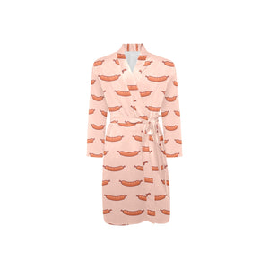 Sausage Pattern Print Design 01 Men's Long Sleeve Belted Night Robe