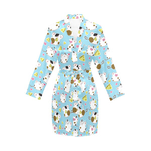 Guinea Pig Pattern Print Design 03 Women's Long Sleeve Belted Night Robe