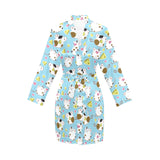 Guinea Pig Pattern Print Design 03 Women's Long Sleeve Belted Night Robe