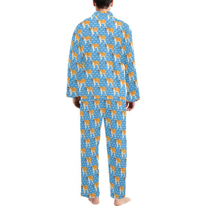 English Bulldog Pattern Print Design 04 Men's Long Pajama Set