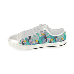 Toucan Pattern Background Women's Low Top Canvas Shoes White