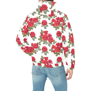 Rose Pattern Print Design 05 Men's Padded Hooded Jacket(ModelH42)