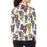 Grape Pattern Women's Long Sleeve Polo Shirt