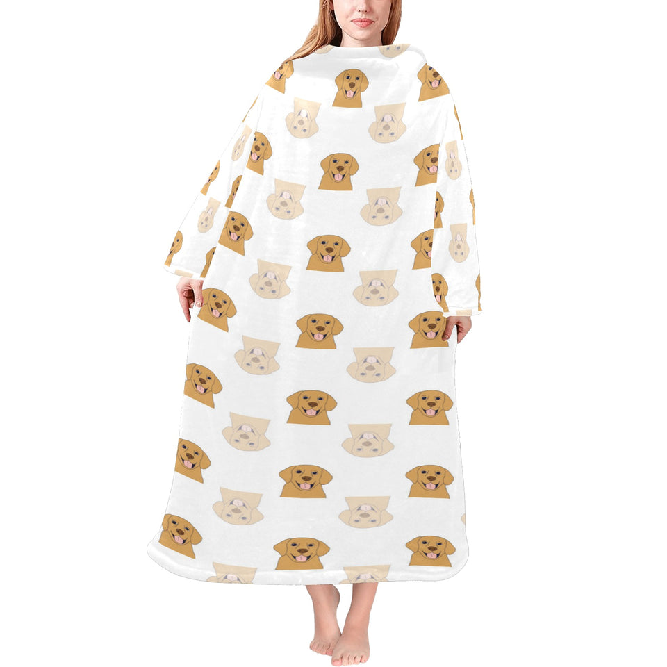 Golden Retriever Pattern Print Design 03 Blanket Robe with Sleeves