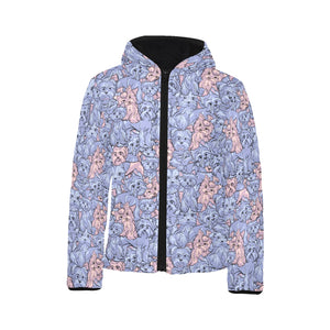 Yorkshire Terrier Pattern Print Design 02 Kids' Boys' Girls' Padded Hooded Jacket