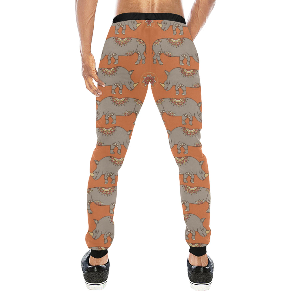 Rhino Pattern Theme Unisex Casual Sweatpants