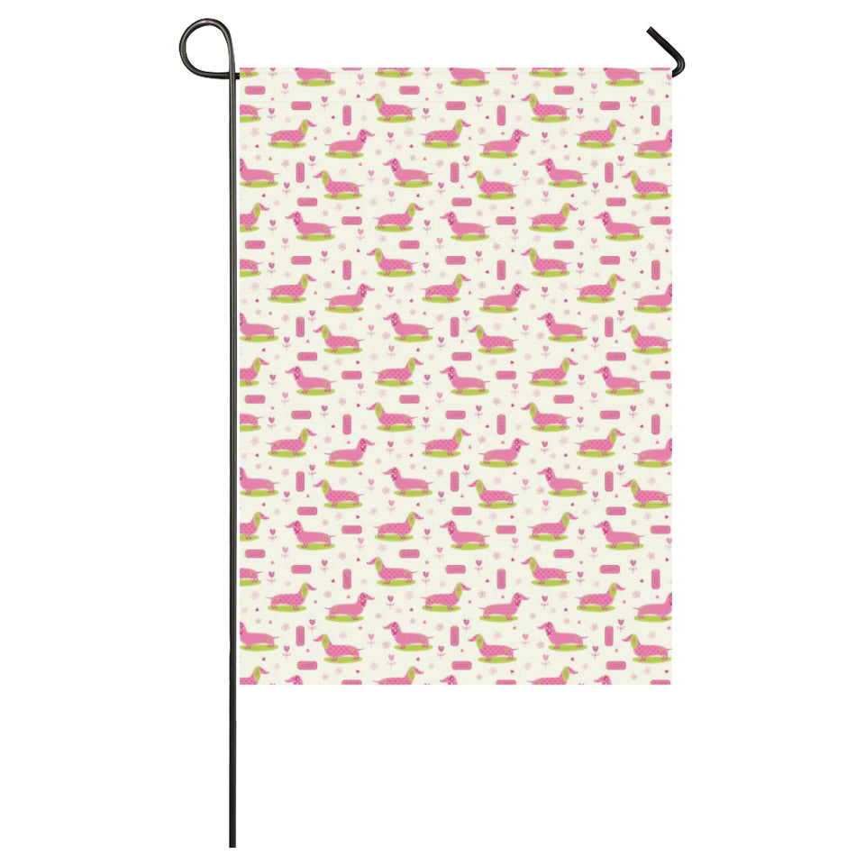 Pink Dachshund Pattern House Flag Garden Flag