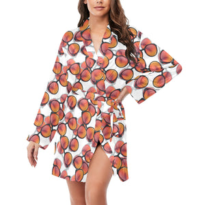 Sun Glasses Pattern Print Design 01 Women's Long Sleeve Belted Night Robe