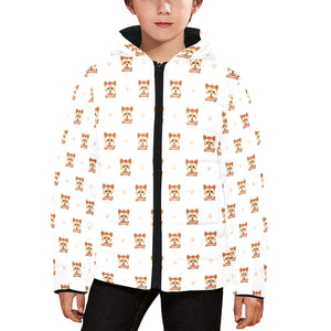 Yorkshire Terrier Pattern Print Design 03 Kids' Boys' Girls' Padded Hooded Jacket