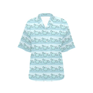 Hippopotamus Pattern Print Design 02 Women's All Over Print Hawaiian Shirt