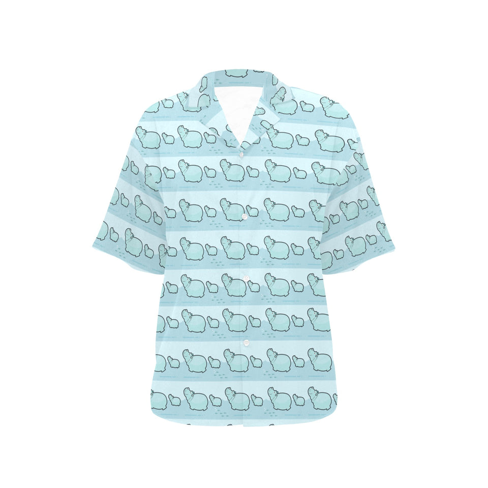 Hippopotamus Pattern Print Design 02 Women's All Over Print Hawaiian Shirt