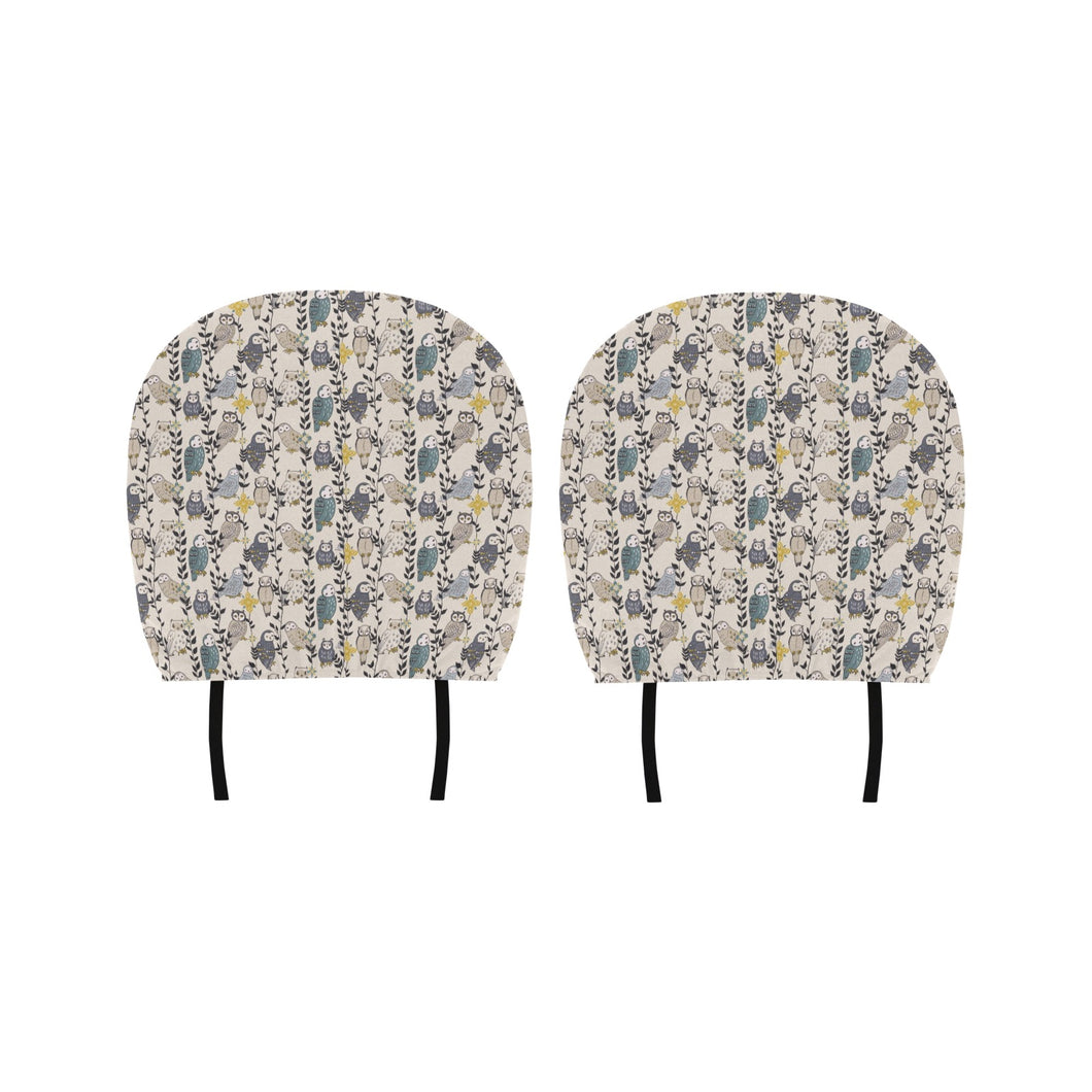 Owl Pattern Background Car Headrest Cover