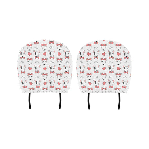 Bull Terrier Pattern Print Design 04 Car Headrest Cover