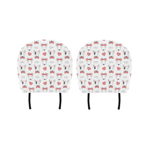 Bull Terrier Pattern Print Design 04 Car Headrest Cover