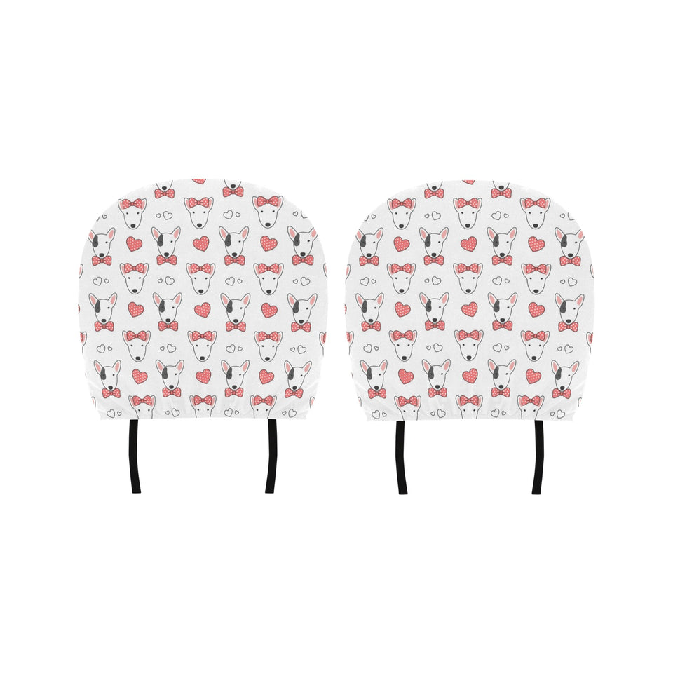 Bull Terrier Pattern Print Design 04 Car Headrest Cover