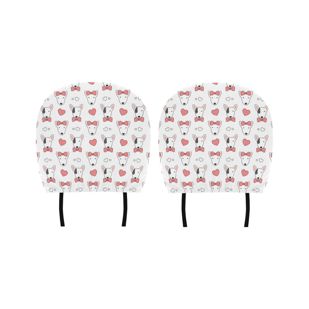 Bull Terrier Pattern Print Design 04 Car Headrest Cover