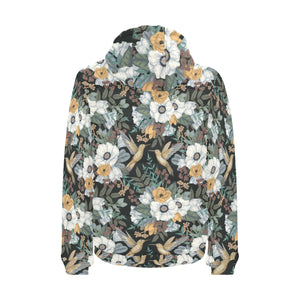 Hummingbird Pattern Print Design 05 Men's Padded Hooded Jacket(ModelH42)