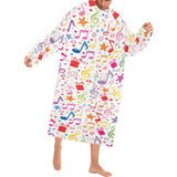 Music Notes Pattern Print Design 04 Blanket Robe with Sleeves