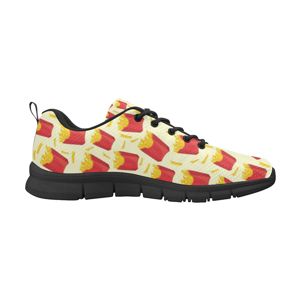 French Fries Pattern Theme Men's Sneakers Black