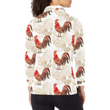 Rooster Chicken Pattern Women's Long Sleeve Polo Shirt