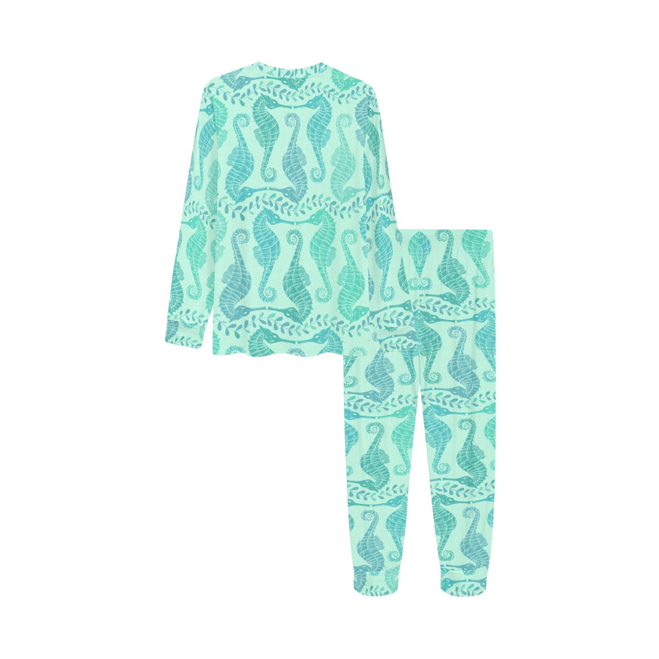 Seahorse Green Pattern Kids' Boys' Girls' All Over Print Pajama Set