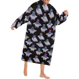 Pigeon Pattern Print Design 04 Blanket Robe with Sleeves